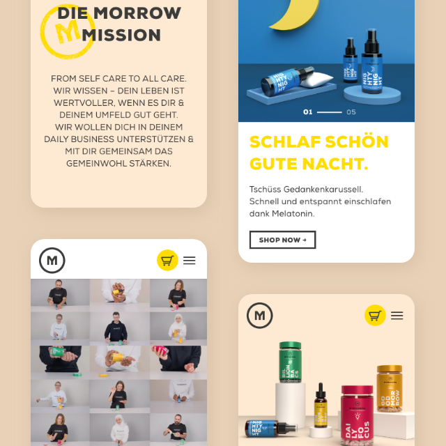 Responsives Webdesign für die Supplementsmarke Mymorrow