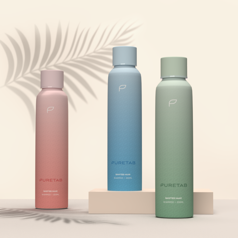 Verpackungsdesign für eine nachhaltige Haarpflegemarke